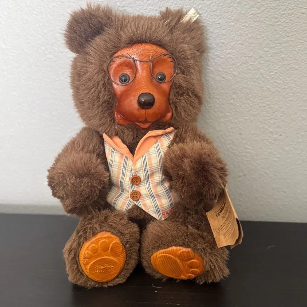Robert Raikes 1988 Teddy Bear Trio Jason Jenny Sally Wooden Face Signed